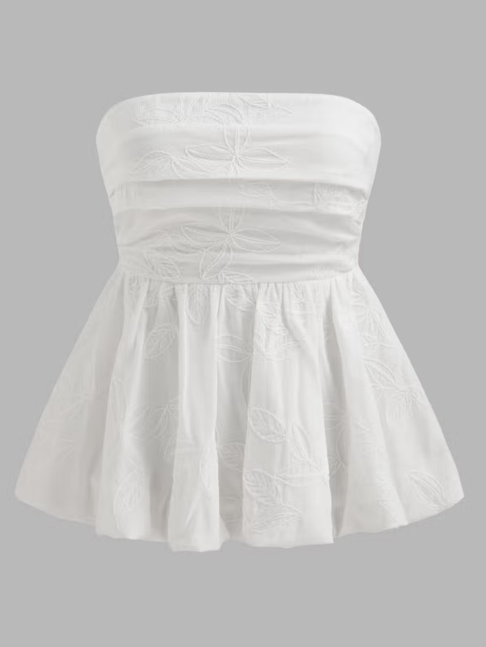 Cider Floral Shirred Ruffle Hem Tube Top